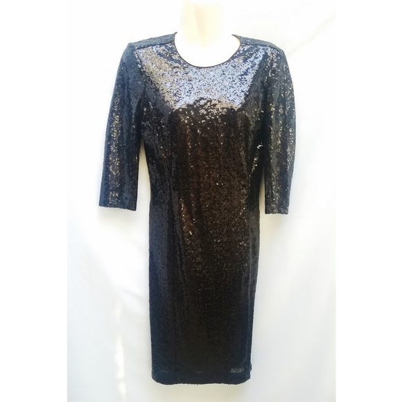 NY & Co Eva Mendes Black Sequin Dress XS - Picture 1 of 8